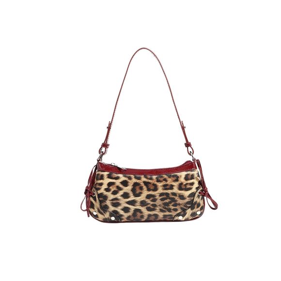 Leopard Print Purse Y2K Cheetah Shoulder Bag Bow Studded Clutch V ^_^ - Picture 1 of 6